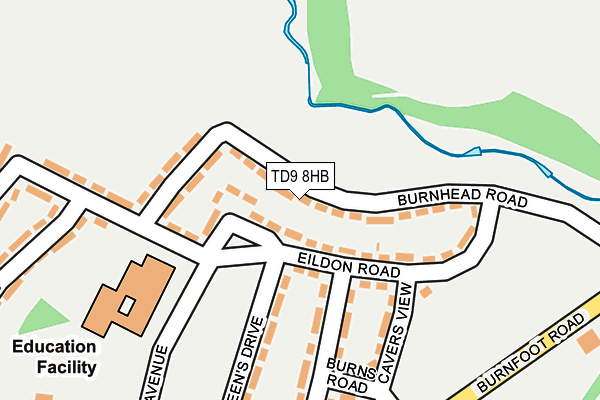TD9 8HB map - OS OpenMap – Local (Ordnance Survey)
