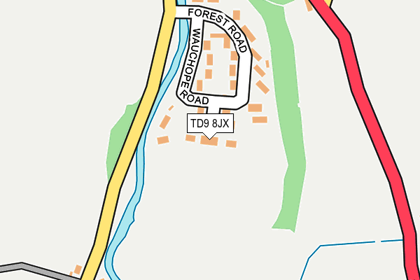 TD9 8JX map - OS OpenMap – Local (Ordnance Survey)