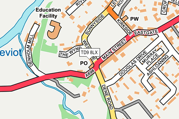 TD9 8LX map - OS OpenMap – Local (Ordnance Survey)