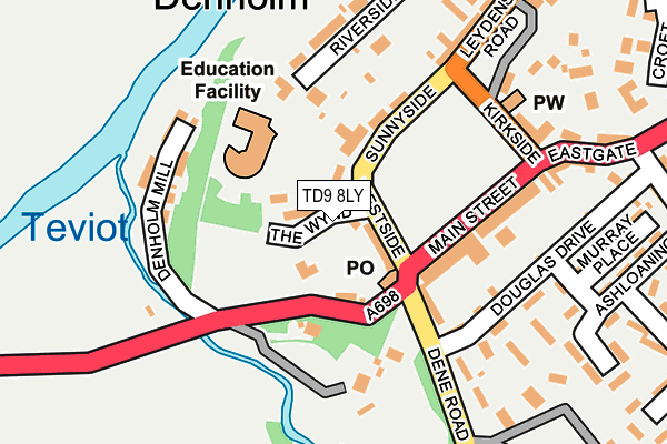 TD9 8LY map - OS OpenMap – Local (Ordnance Survey)