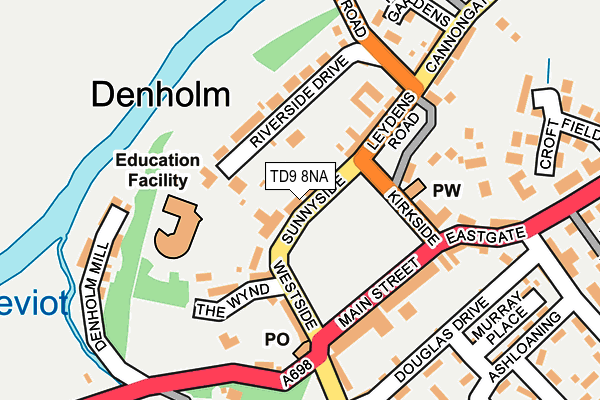 TD9 8NA map - OS OpenMap – Local (Ordnance Survey)