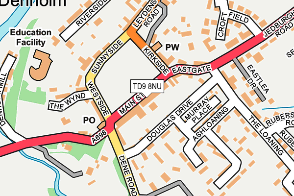 TD9 8NU map - OS OpenMap – Local (Ordnance Survey)