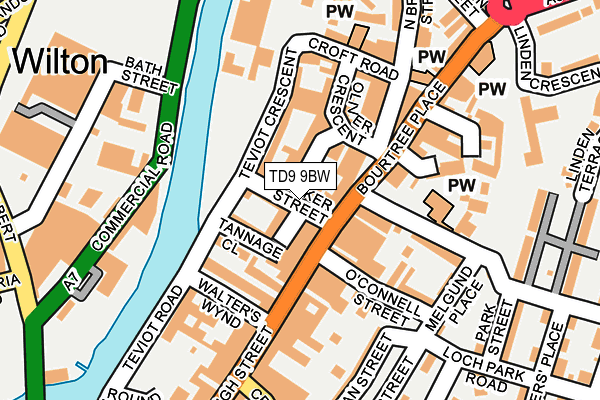 TD9 9BW map - OS OpenMap – Local (Ordnance Survey)