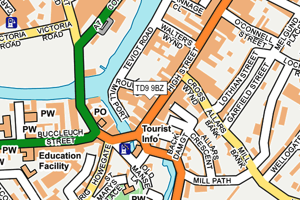 TD9 9BZ map - OS OpenMap – Local (Ordnance Survey)