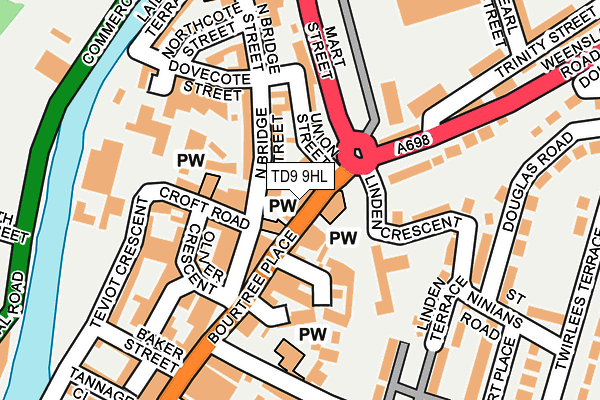 TD9 9HL map - OS OpenMap – Local (Ordnance Survey)