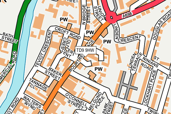 TD9 9HW map - OS OpenMap – Local (Ordnance Survey)