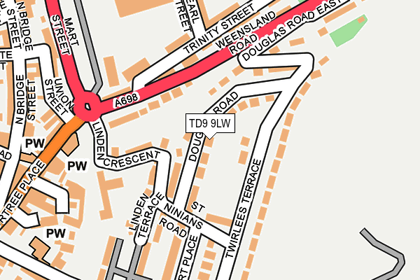 TD9 9LW map - OS OpenMap – Local (Ordnance Survey)