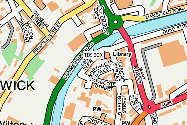 TD9 9QX map - OS OpenMap – Local (Ordnance Survey)