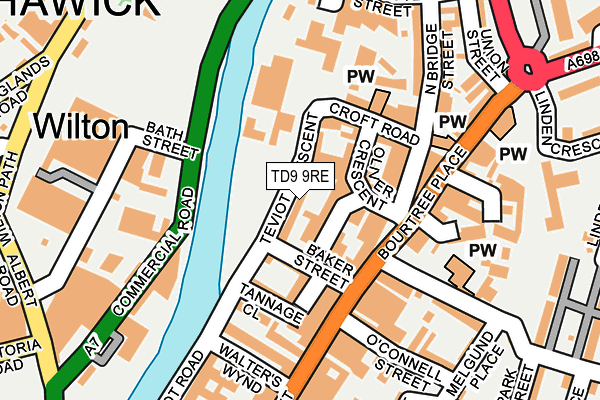 TD9 9RE map - OS OpenMap – Local (Ordnance Survey)