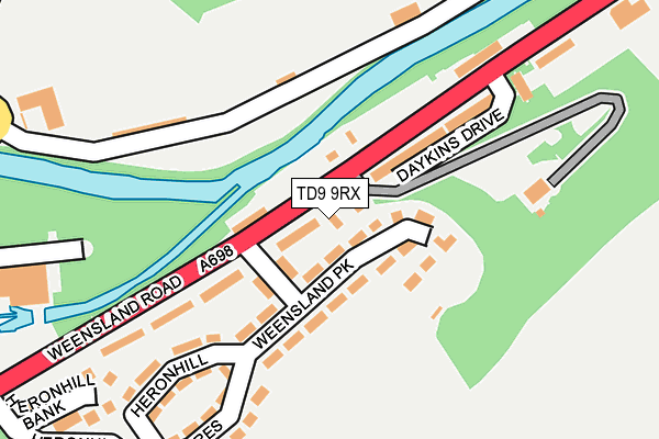 TD9 9RX map - OS OpenMap – Local (Ordnance Survey)