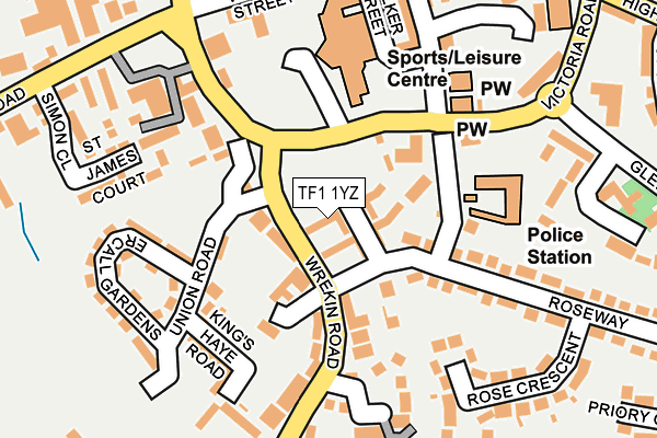 TF1 1YZ map - OS OpenMap – Local (Ordnance Survey)