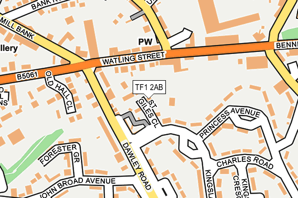 TF1 2AB map - OS OpenMap – Local (Ordnance Survey)