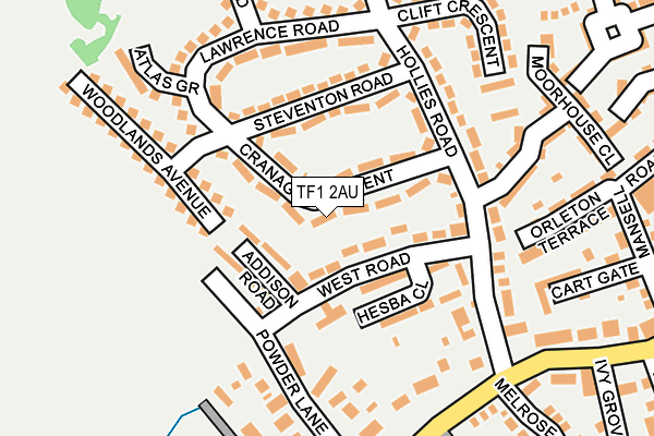 TF1 2AU map - OS OpenMap – Local (Ordnance Survey)