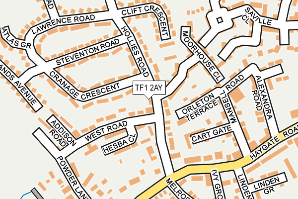 TF1 2AY map - OS OpenMap – Local (Ordnance Survey)