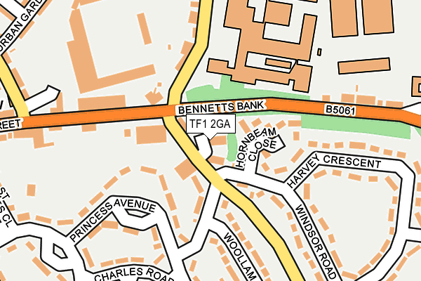 TF1 2GA map - OS OpenMap – Local (Ordnance Survey)