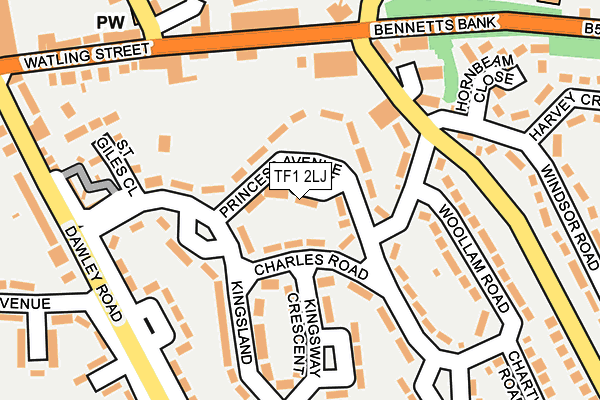TF1 2LJ map - OS OpenMap – Local (Ordnance Survey)