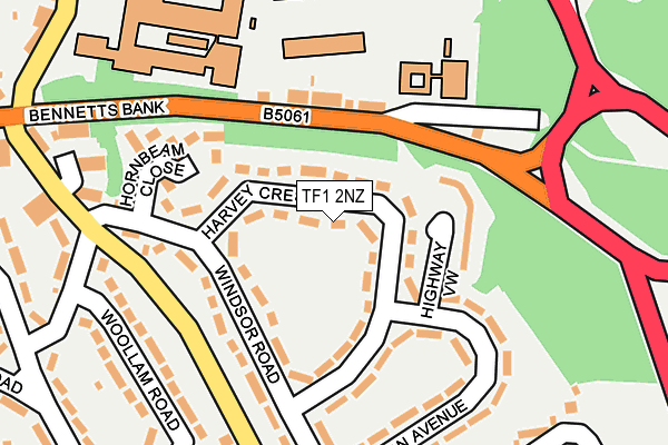 TF1 2NZ map - OS OpenMap – Local (Ordnance Survey)