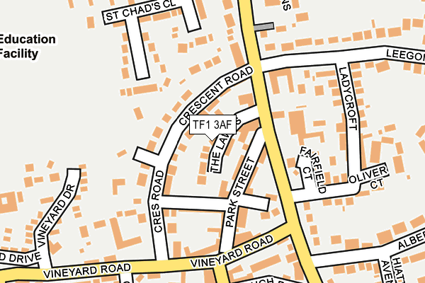 TF1 3AF map - OS OpenMap – Local (Ordnance Survey)