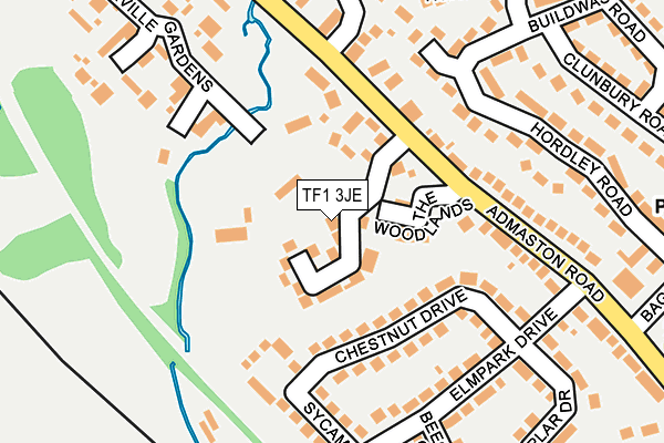 TF1 3JE map - OS OpenMap – Local (Ordnance Survey)