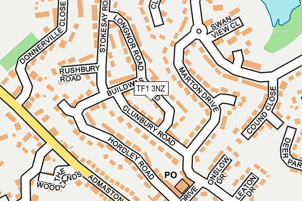 TF1 3NZ map - OS OpenMap – Local (Ordnance Survey)