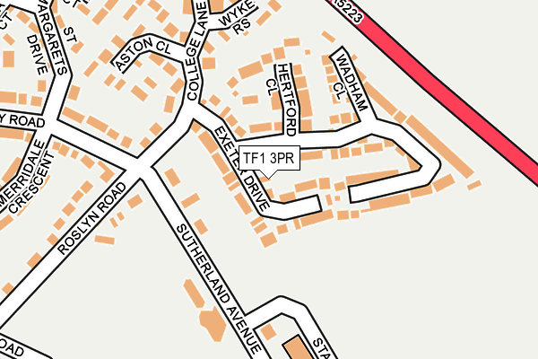 TF1 3PR map - OS OpenMap – Local (Ordnance Survey)