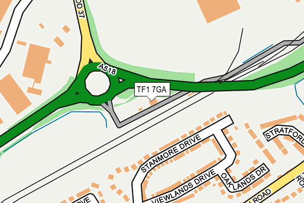 TF1 7GA map - OS OpenMap – Local (Ordnance Survey)