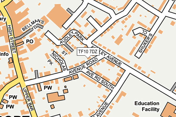 TF10 7DZ map - OS OpenMap – Local (Ordnance Survey)