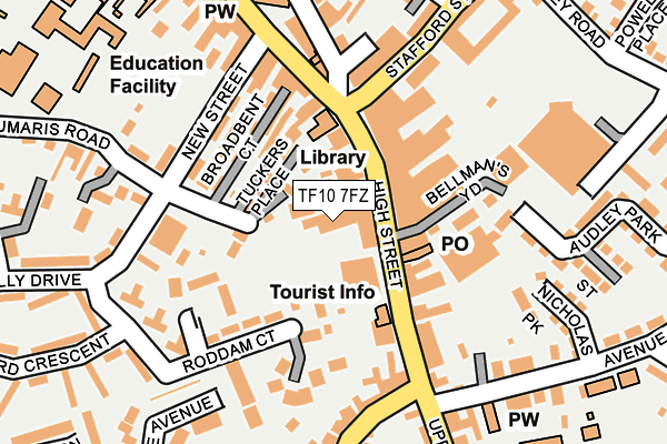 TF10 7FZ map - OS OpenMap – Local (Ordnance Survey)