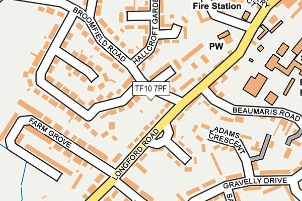 TF10 7PF map - OS OpenMap – Local (Ordnance Survey)