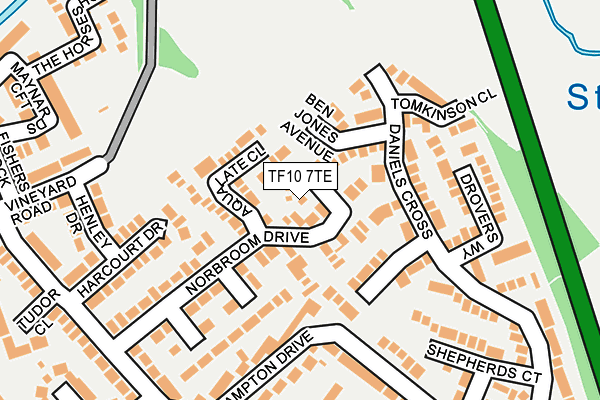 TF10 7TE map - OS OpenMap – Local (Ordnance Survey)