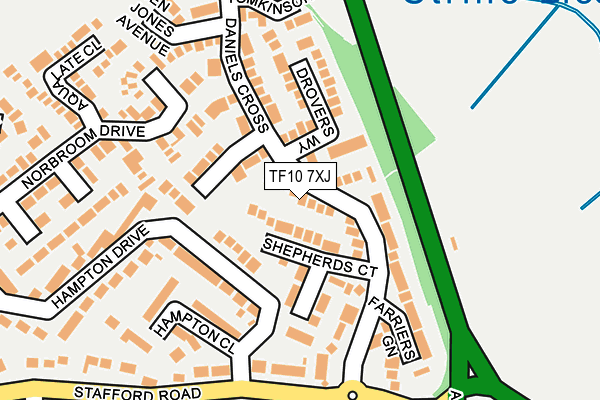 TF10 7XJ map - OS OpenMap – Local (Ordnance Survey)