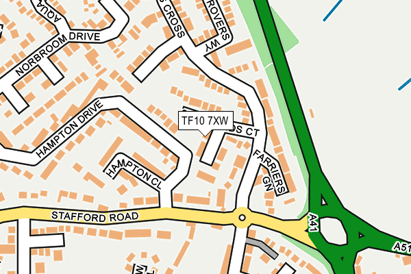 TF10 7XW map - OS OpenMap – Local (Ordnance Survey)