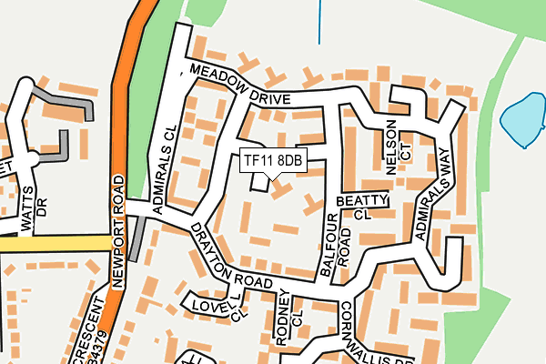 TF11 8DB map - OS OpenMap – Local (Ordnance Survey)