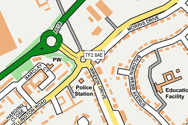 TF2 8AE map - OS OpenMap – Local (Ordnance Survey)