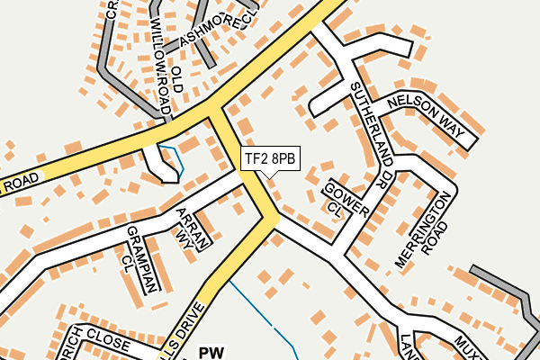 TF2 8PB map - OS OpenMap – Local (Ordnance Survey)