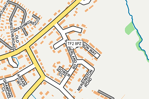 TF2 8PZ map - OS OpenMap – Local (Ordnance Survey)