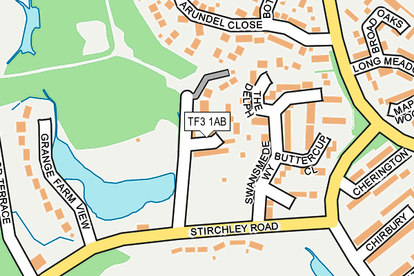 TF3 1AB map - OS OpenMap – Local (Ordnance Survey)