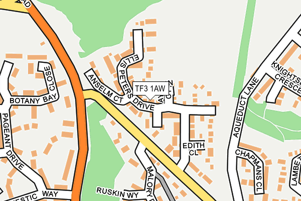 TF3 1AW map - OS OpenMap – Local (Ordnance Survey)