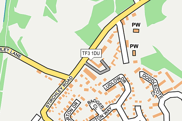 TF3 1DU map - OS OpenMap – Local (Ordnance Survey)