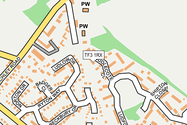 TF3 1RX map - OS OpenMap – Local (Ordnance Survey)