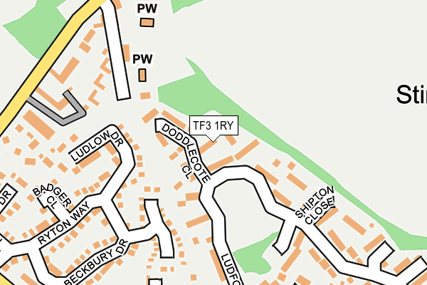 TF3 1RY map - OS OpenMap – Local (Ordnance Survey)