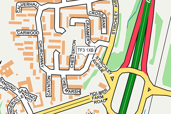 TF3 1XB map - OS OpenMap – Local (Ordnance Survey)