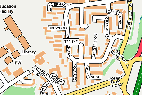 TF3 1XE map - OS OpenMap – Local (Ordnance Survey)