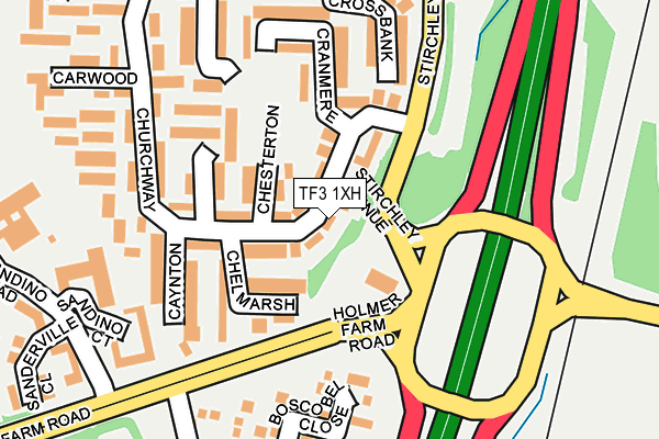 TF3 1XH map - OS OpenMap – Local (Ordnance Survey)