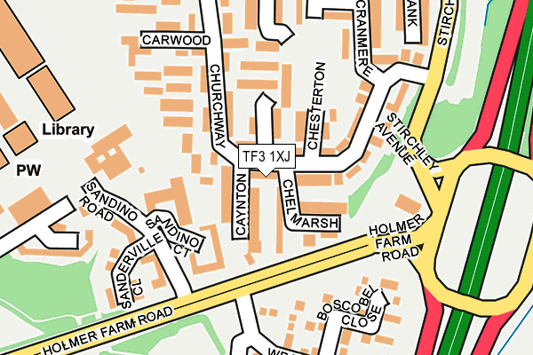 TF3 1XJ map - OS OpenMap – Local (Ordnance Survey)