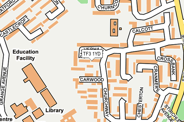 TF3 1YD map - OS OpenMap – Local (Ordnance Survey)