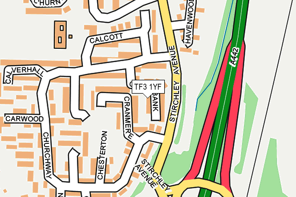 TF3 1YF map - OS OpenMap – Local (Ordnance Survey)