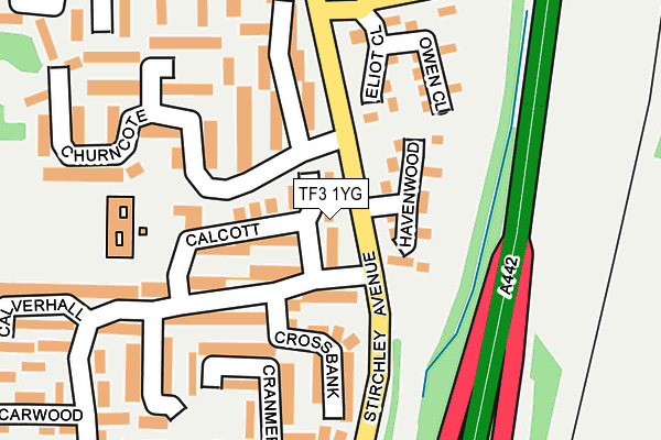 TF3 1YG map - OS OpenMap – Local (Ordnance Survey)