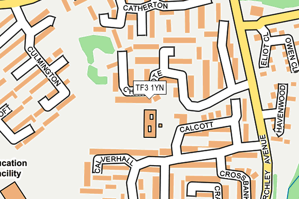 TF3 1YN map - OS OpenMap – Local (Ordnance Survey)