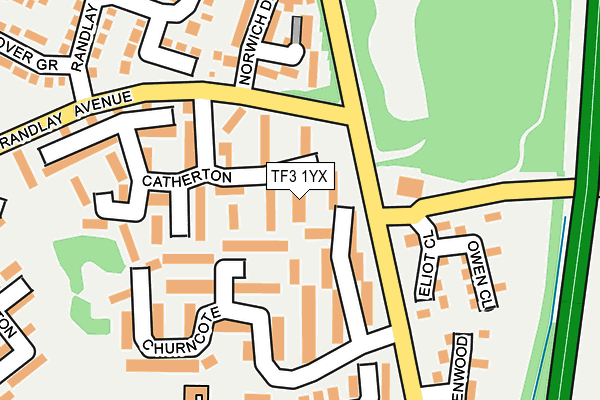 TF3 1YX map - OS OpenMap – Local (Ordnance Survey)